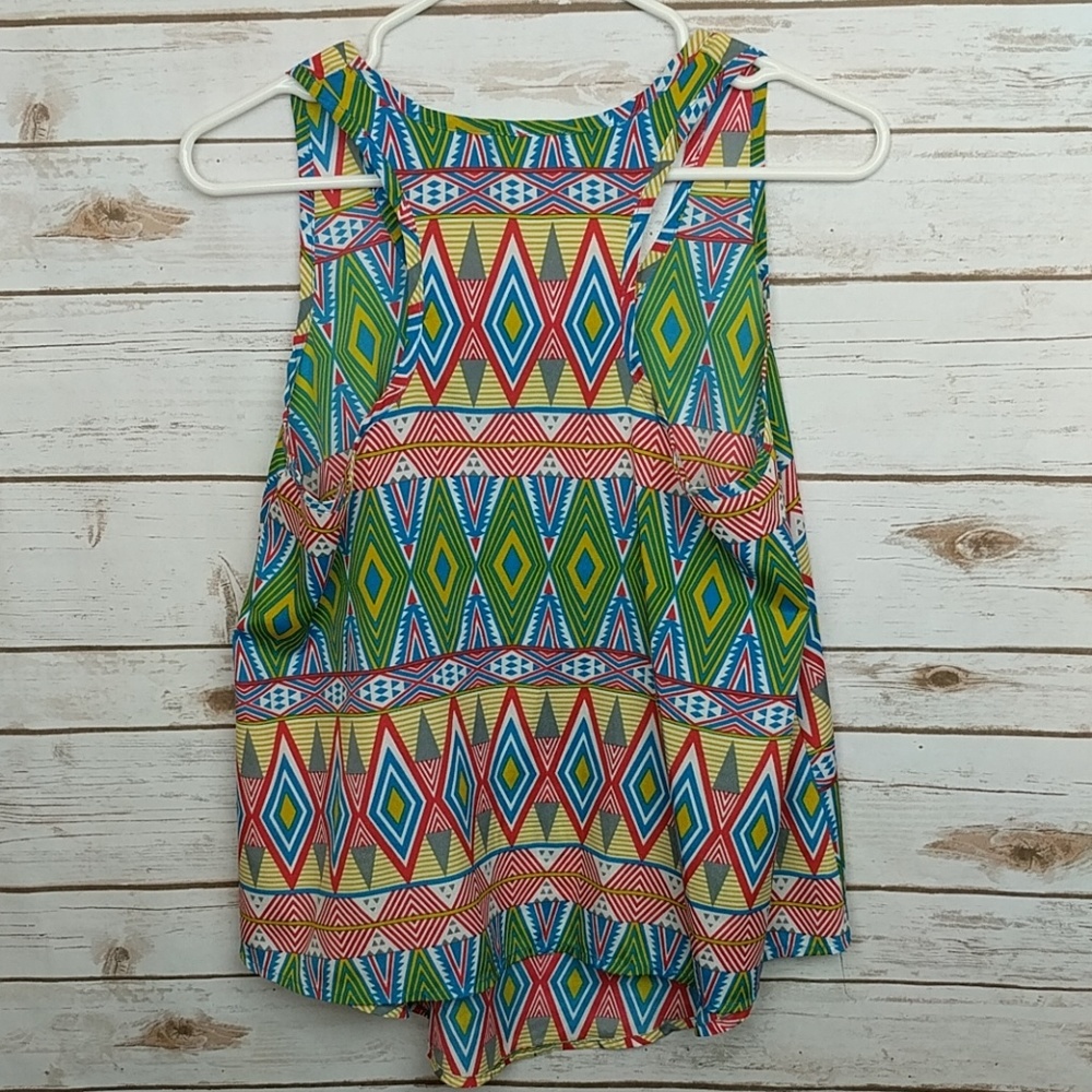 Everly Tribal Multicolored Racerback Tank, Small - Picture 4 of 4